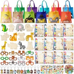 Winrayk 136Pcs Safari Party Favors Jungle Birthday Supplies for Kids, Wooden …