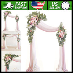 Artificial Wedding Arch Flower Kit with Chiffon Drapes Dusty Rose Champagne