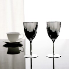 Silver Metallic Plastic 8 oz Wine Glasses Disposable Party Events Wedding Bar