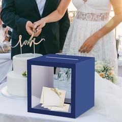 Navy Blue Card Box Clear Window Thickened Wedding Money Reception Graduation