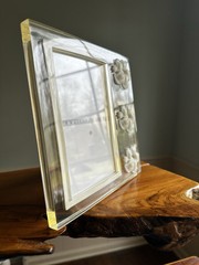 Beautiful Clear Acrylic Photo Frame With Three Lilies, Holds 4×6 Photo, 7”x7”