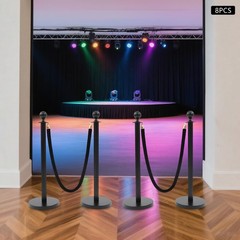 Crowd Control Barriers, Stanchion Posts with Ball Top – Durable Steel Set