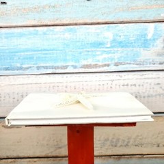 Guest Book Starfish White Color Covered With Soft Silk Fabric USA Seller