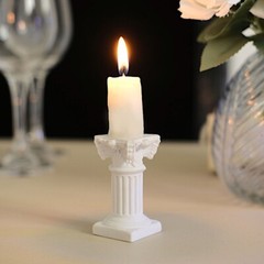 6 White Resin Mini Roman Column Taper CANDLE HOLDERS Set Party Events Supplies
