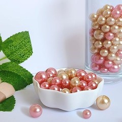 140 Pieces Floating Pearls for Vase Filler Pearl Beads No Hole Vase Gold, pink