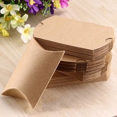 100Pcs Durable Khaki Pillow Gift Boxes Kraft Paper Wedding Candy Holders