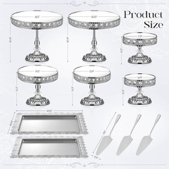12-Piece Silver Cake Stand Set Vintage Cake Stand W/ Crystal Edge & Cupcake