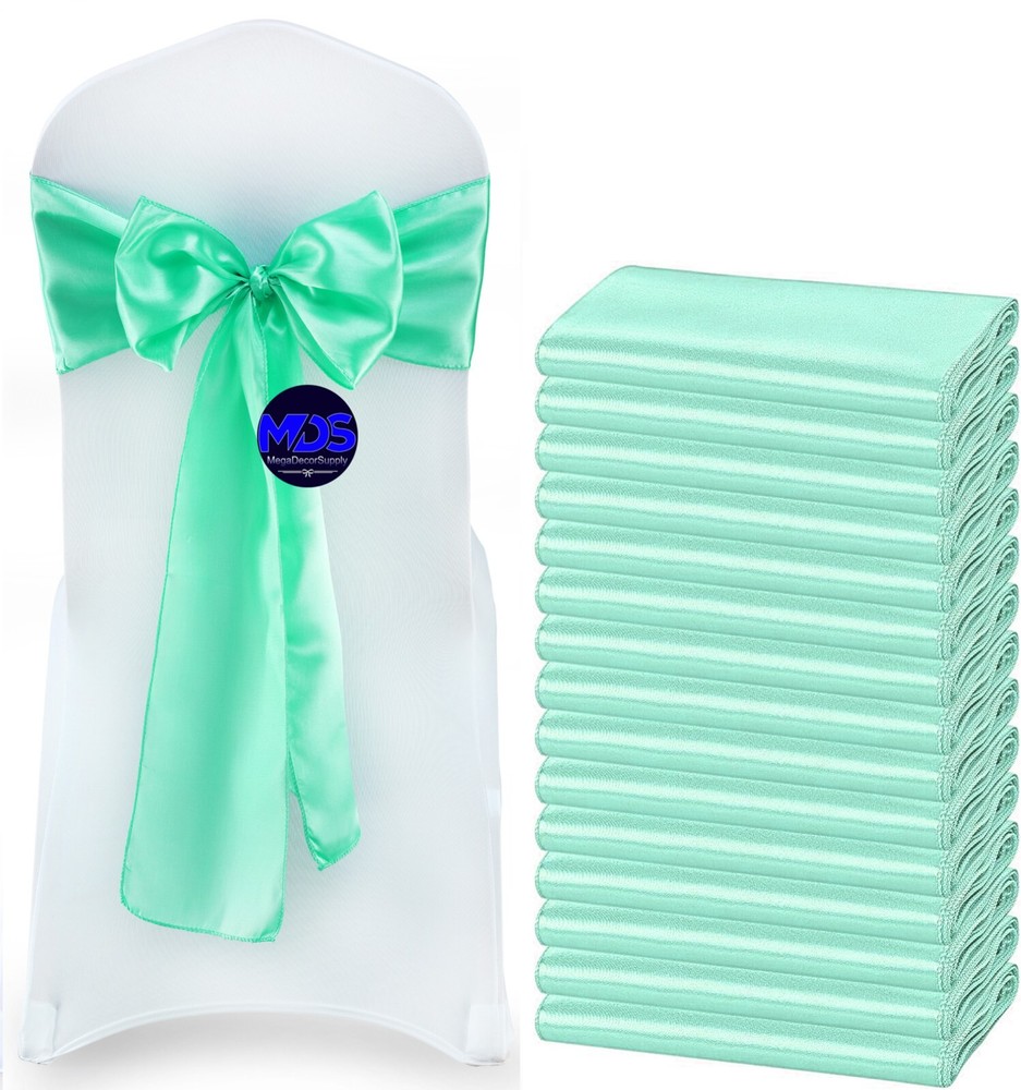 100 Mint Satin Chair Sashes Silky Sateen Chair Bows wedding party Venue décor