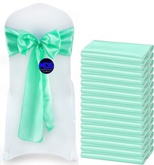 100 Mint Satin Chair Sashes Silky Sateen Chair Bows wedding party Venue décor