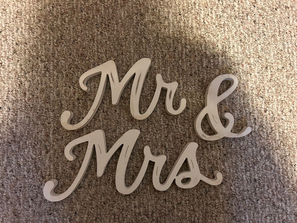 Mr & Mrs Wood Cut Words Sign Wedding 3 Pieces Hobby Lobby