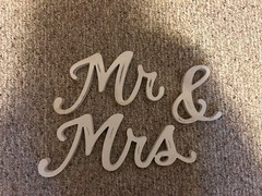 Mr & Mrs Wood Cut Words Sign Wedding 3 Pieces Hobby Lobby