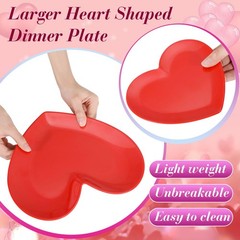 Nuogo 8 Pcs 11 Valentines Plates Heart Shaped Melamine Plates Large Unbreakable