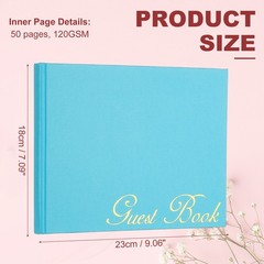 Elegant Guestbook, 9″x7″ Offset Paper Wedding Guest Book, Sky Blue