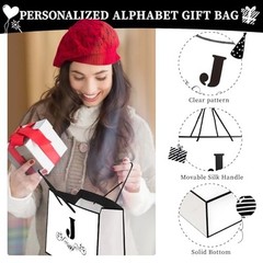 Letter Gift Bag with Wrapping Tissue for Men Women Boy Single J (Pack of 1)