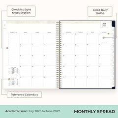 Day Designer 2026-2027 Weekly and Monthly 8.5″ x 11″ Peyton Navy- 2026/2027