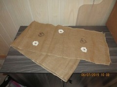 Burlap Table Runner Decorated for Wedding 9′ X14″