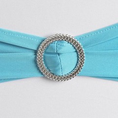 10 Turquoise Spandex CHAIR SASHES with Silver Round Buckles Wedding Decorations