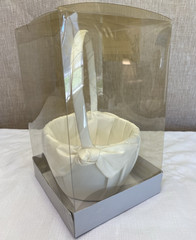 STUDIO HIS & HERS Bridal Wedding Flower Girl Basket Satin White Bow 2011
