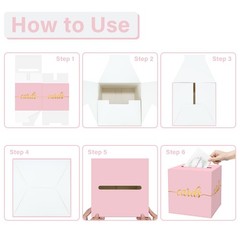 1 PCS Light Pink Gold Foil Card Box 8.7 Inch Money Birthday Wedding Party