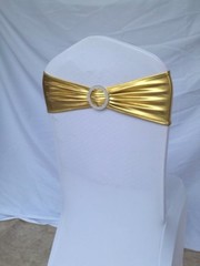 10 Metallic Spandex Chair Band for Folding Banquet Universal Chair Covers