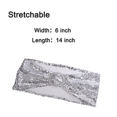 Sequin Chair Sashes Pack Glitter Chair Bows Bands with Buckle for 50 Silver