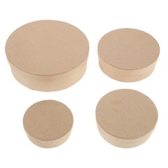 4pcs Round Kraft Paper Box Crafts Paper Containers with Lids Empty Nesting