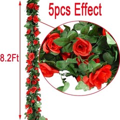 Rose Flower Garland 5pack 41Ft Artificial Fake Rose Garland Vine Artificial Flow