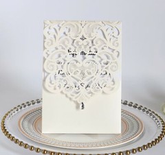 100pcs Holiday Party Laser Cut Wedding Invitation Cards Pearl Paper Invitations