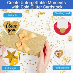 BVMGTT 10 Sheets Gold Glitter Cardstock 250GSM/92lb No 8.5 X 11 Inches,