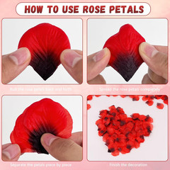 2000 PCS Fake Rose Petals, Artificial Red-Black Flower Petals for Wedding Propos