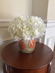 6PCS Premium White Hydrangea Artificial Flowers Bouquets, Ivory Silk Hydrangea
