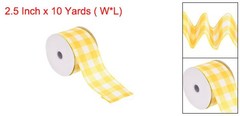 Plaid Check Ribbon, 2.5 Inch x 10 Yards Gingham Ribbon, Bright Yellow