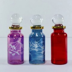 Egyptian Hand Blown Glass Perfume Bottles, Assorted Colors & gold