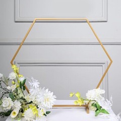 24″ GOLD Geometric Metal Flower FRAME Hexagon Table Arch Centerpiece Party Event