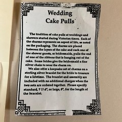 Vintage Silver Wedding Cake Pulls, 6 Charms + Ribbons on card