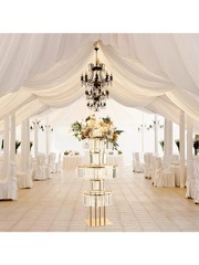 Gold Metal Crystal Flower Stand Wedding Centerpiece 5 Tier