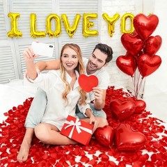 I Love You Balloons 16 inches, 10 18 Shiny Gold, Vibrant Red