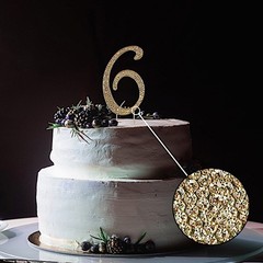 4.5″ GOLD Number 6 Rhinestone Cake Topper Wedding Cupcake Dessert Dessert Events