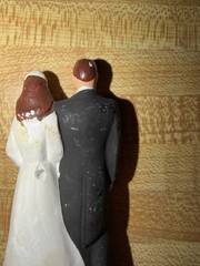 Antique Wedding Chalkware Cake Topper 1950s