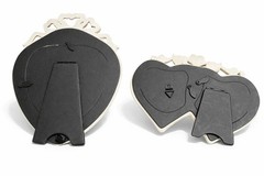 Wedding Photo Frame Set of 2 Heart Rhinestone Ivory Bride Groom Table Decor