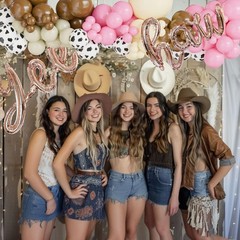 Cowgirl Balloon Arch Kit, Brown Pink Ivory White Cow Print Balloons with «Yee…