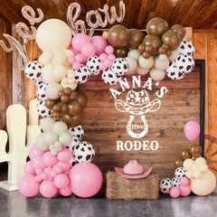 Cowgirl Balloon Arch Kit, Brown Pink Ivory White Cow Print Balloons with «Yee…