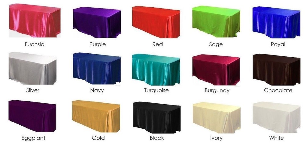 8 packs 60 x 126 Inch seamless SATIN Tablecloths Hotel Boot 25 COLORS USA SALE