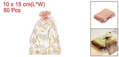 50 Pcs Pink-Glod 3.9″x5.9″ Organza Bags Candy Bags Mesh Bag Jewelry Bag