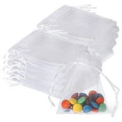 500 Pcs White Organza Drawstring Bags 3×4″ Jewelry Gift Pouches for Weddings & F