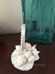 Beach Destination Wedding Cake Topper Genuine Shells Hand Designed Letter D