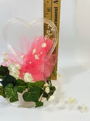 Vintage 80’s Wedding Acrylic Heart with Pink Floral Wilton Cake top