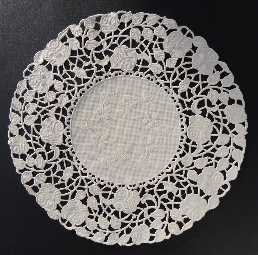 100 – 8″ Off White ROSE FLORAL Lace Paper Doilies | Lace Paper Doily
