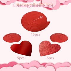 30 Pcs Valentine’s Day Heart Swirl Hanging Decorations Hanging Heart Swirl Red