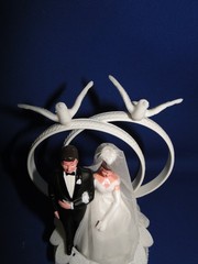New Vintage Wilton Petite Double Rings Couple Wedding CakeTop, doves, 104-42413